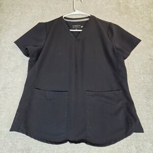 Fabletics Method 2 Pocket Black V-Neck Scrub Top Womens M